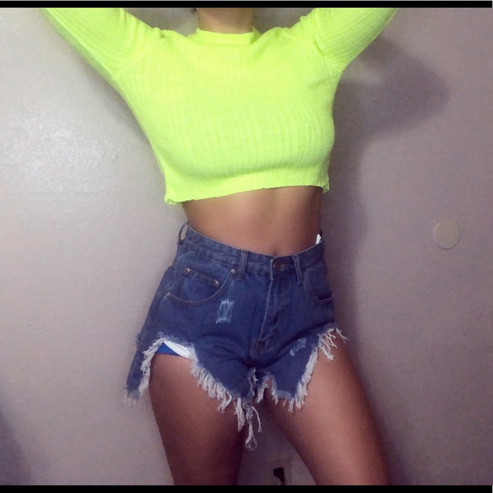 Neon lime green crop top